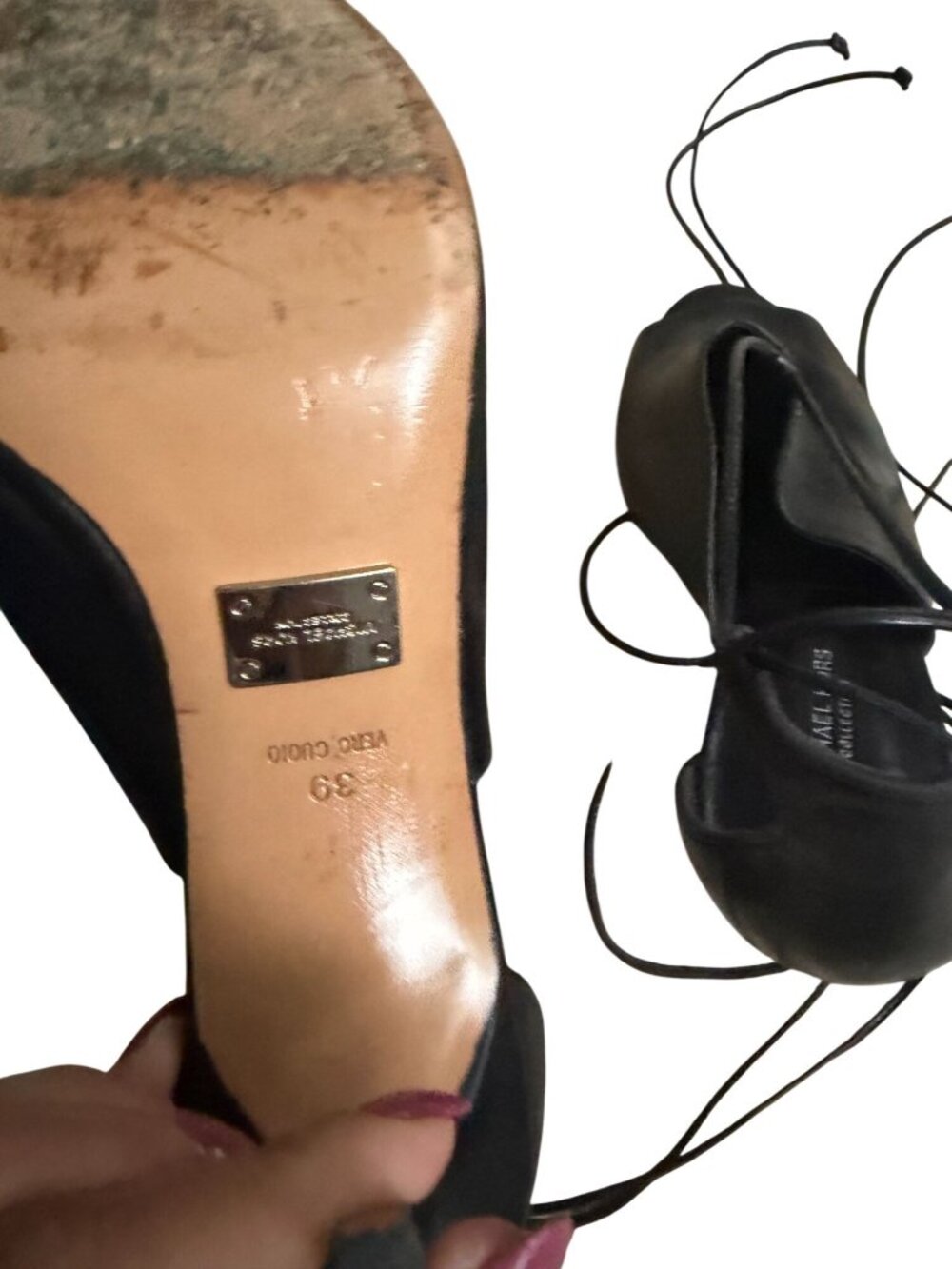 MICHAEL KORS COLLECTION Black Leather Laceup Sandals Heels Size 39 / US 9 - Picture 3 of 12